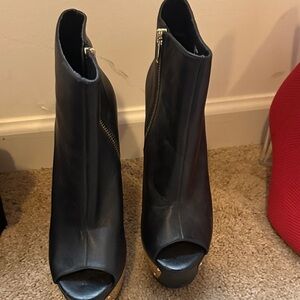 Steve Madden Black Peep-Toe Heeled Boots